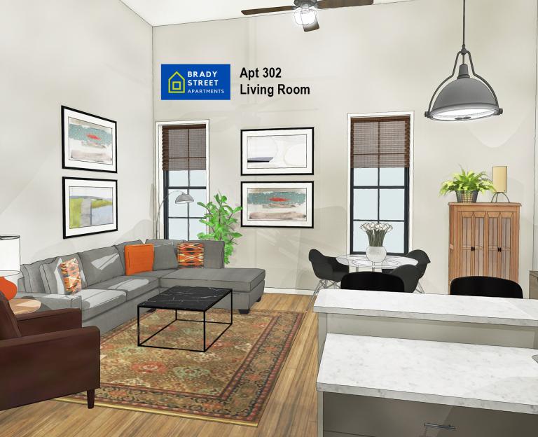 Brady St Apts Interior Renderings