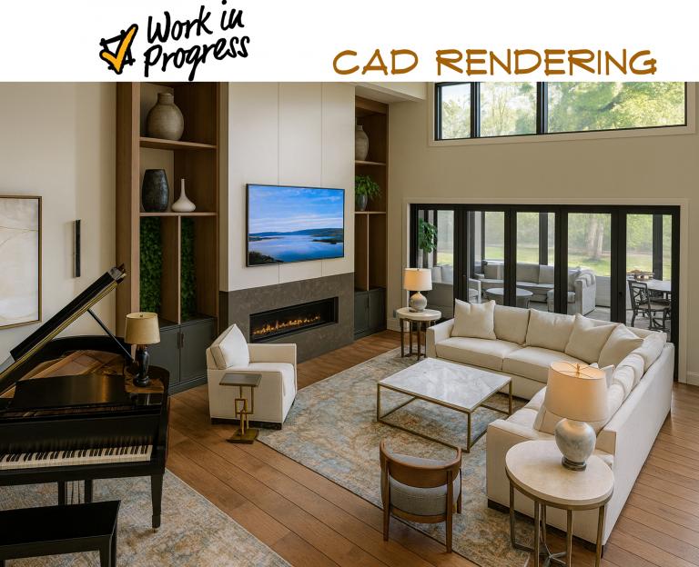 Soaring Statement Fireplace CAD Rendering