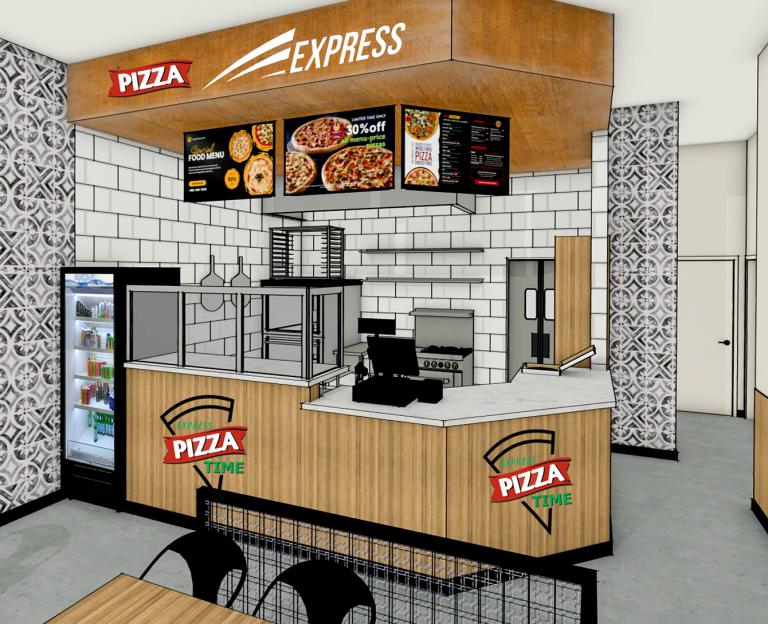 Pizza take-out design render concept