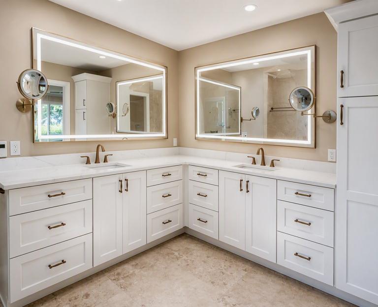 His & Her Vanities with LED Mirrors